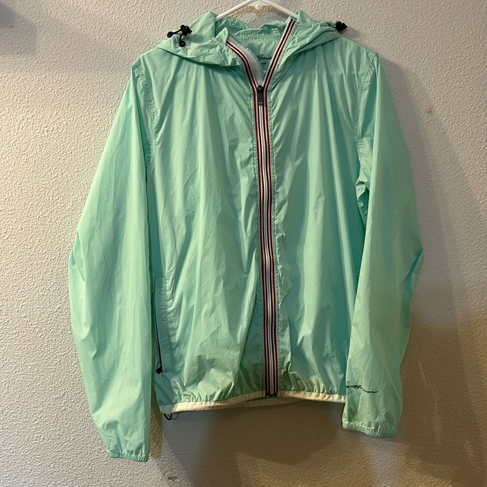 Eddie Bauer mint zip up rain jacket size medium